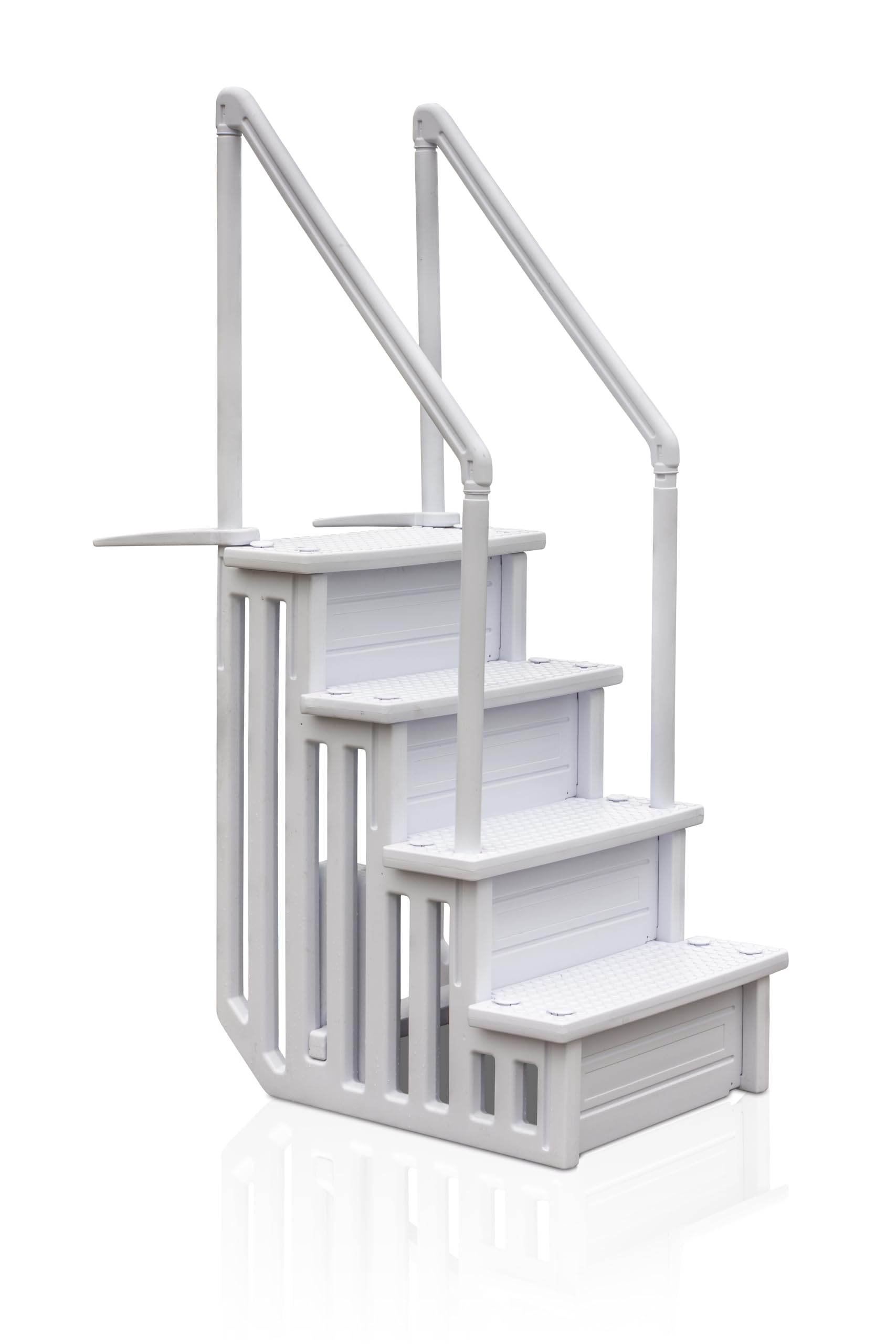 Gre EPE30 - Escalera Antideslizante para Piscina Enterrada, Escalera de Seguridad para Piscina de 4 Peldaños, Sintética, Color Blanco, 80 x 92 x 206 cm