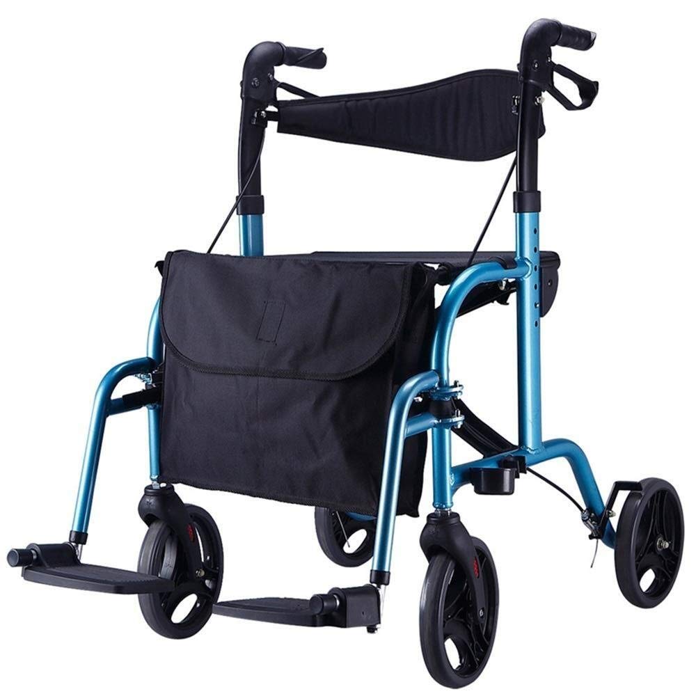 Carrello della Spesa Blu Regolabile in Altezza Pieghevole Manuale per Sedia a rotelle Camminatore Multifunzione Bastone da Passeggio Antiscivolo con Ospedale