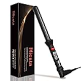 Curling Wand Long Barrel 1 Inch for Short & Long Hair, Micsta Curling Iron Hot Styling Tools Ceramic Coated for Beach Waves,Negative Ions Thick Black Hair Wand Curler, Temp Adjustable & Dual Voltage