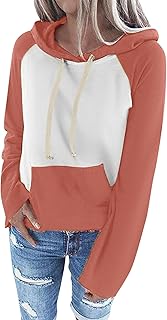 Sudaderas con capucha de algodón con bloques de color, sudaderas casuales con capucha de manga larga, lindas sudaderas con capucha esenciales para mujer, sudaderas esenciales para mujer