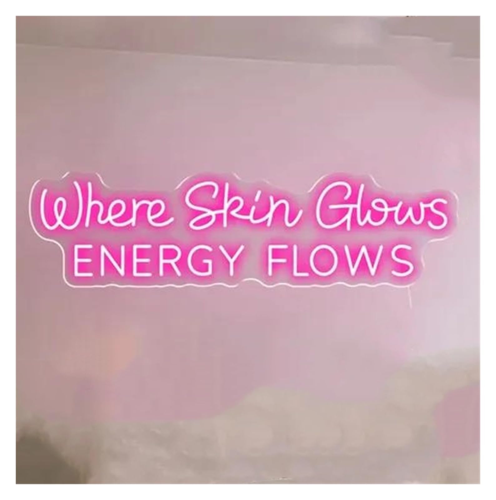 LEMST Signs Lamp Where Skin Glows Energy Flows Neon Sign, Beauty Salon Studio Neon Sign,Beauty Spa Sign 42x17.5cm(Pink)