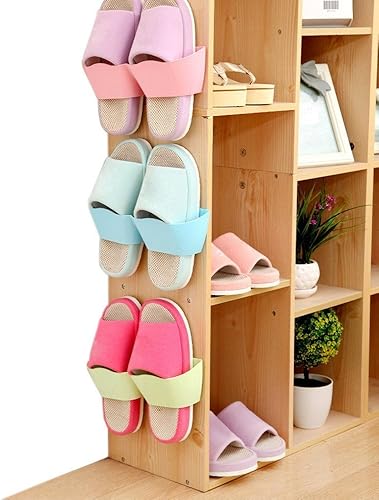 Miniatura 2 de Estante de zapatos montado en la pared  5 estantes de plástico para almacenamiento de zapatos para la entrada sobre la puerta perchas organizador