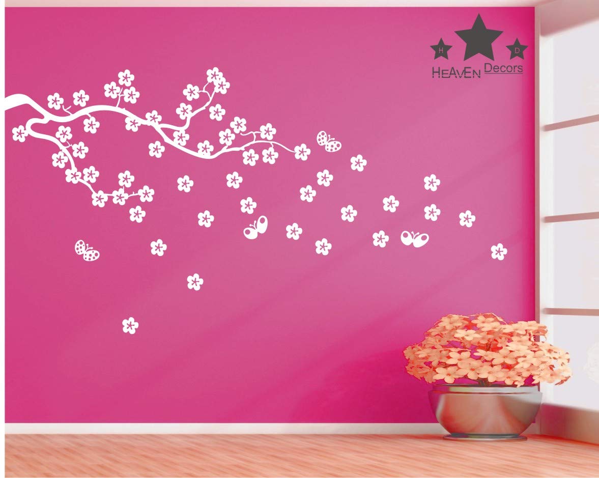 Heaven Decors Vinyl Vine with Butterfly Wall Sticker, 51.96 x 0.39 x 23.22 Inches, White (B07Y51FQH9) Amazon Price History, Amazon Price Tracker