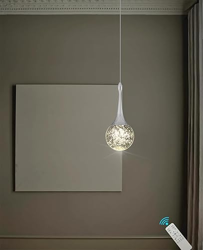 Miniatura 5 de Flashing God Lámpara colgante de cristal de lágrima de plata, lámpara colgante integrada con burbuja de cristal para accesorios de globo de isla de