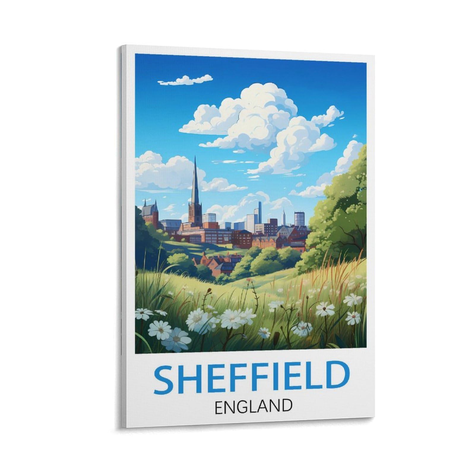 LCYNNH Sheffield England Vintage Travel Posters Tree 08x12inch(20x30cm) Print Poster Home Bathroom Bedroom Office Living Room Decor Canvas Poster