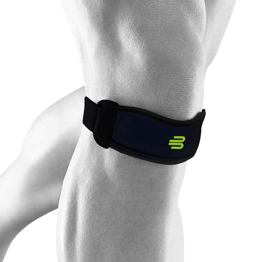 BAUERFEIND, 1 Rodillera Deportiva Unisex, Adecuada para ambas Rodillas, para Deportes de Pelota o Atletismo, Descarga de presión, Anillo de Silicona, Talla L, Negro, 11449421170013