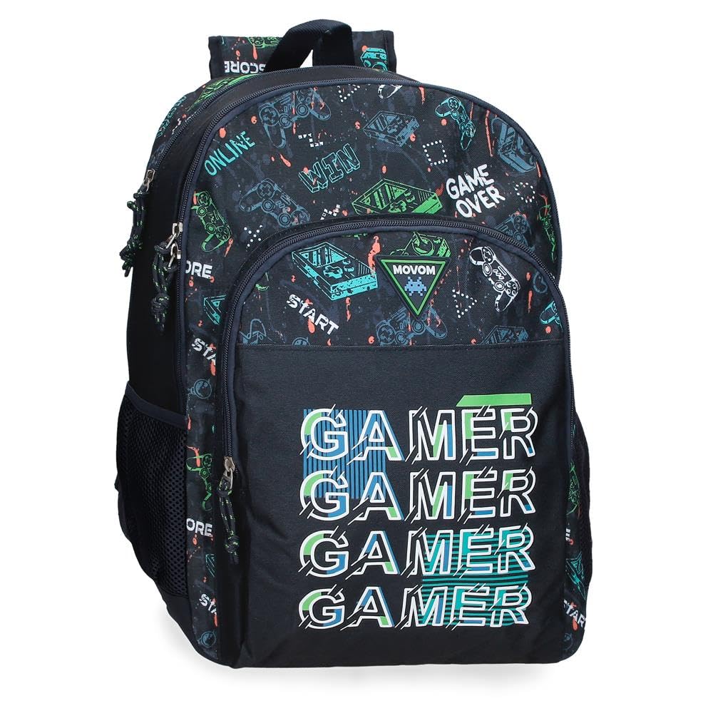 Mochila escolar Movom Game Over de poliéster resistente con tirantes anchos 8