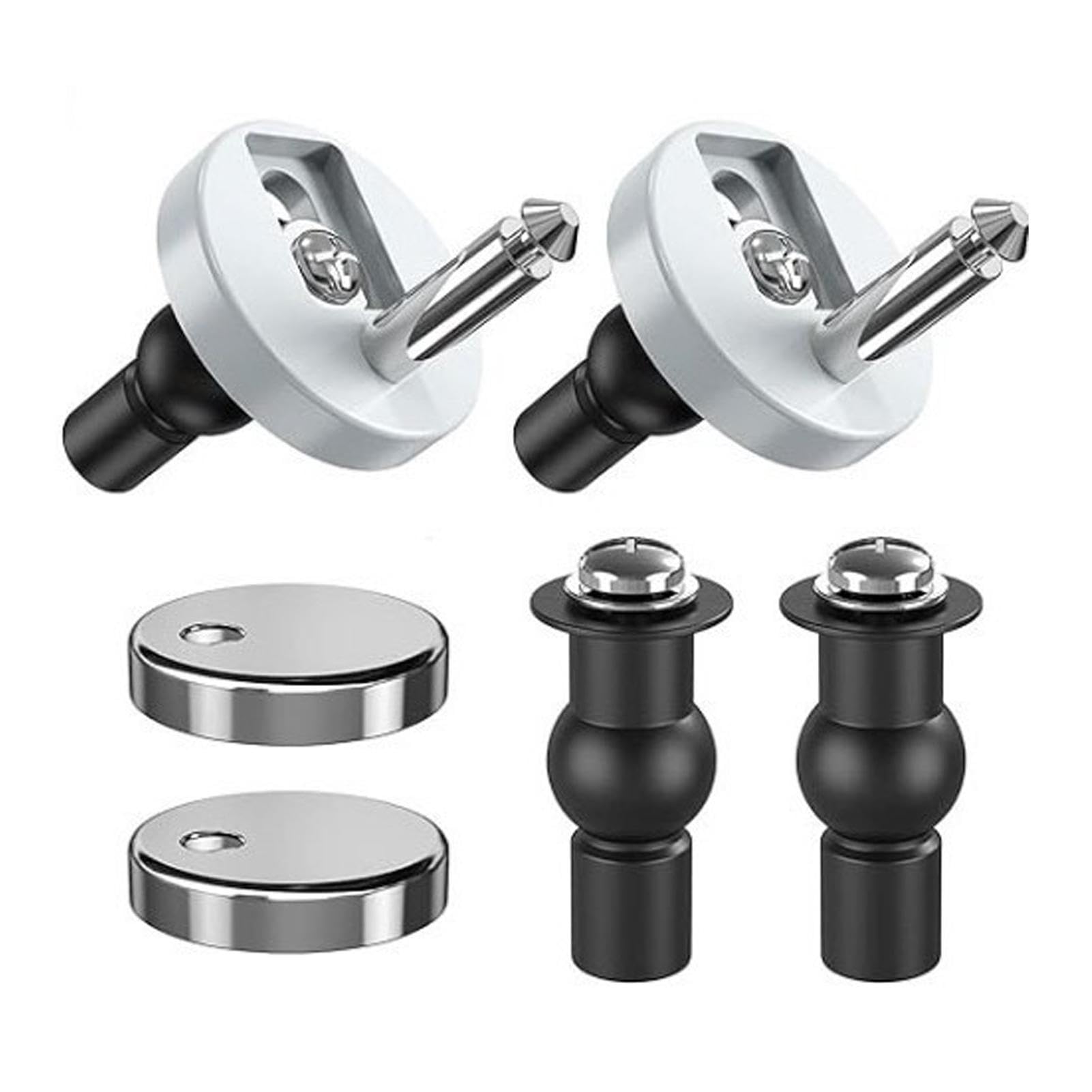 2 Pack Quick Release Toilet Seat Fixings, Universal Toilets Seat Fittings Replacement Kit with Expanding Rubber Screws Nuts Bolts for WC Toilet Blind Holes, Silver