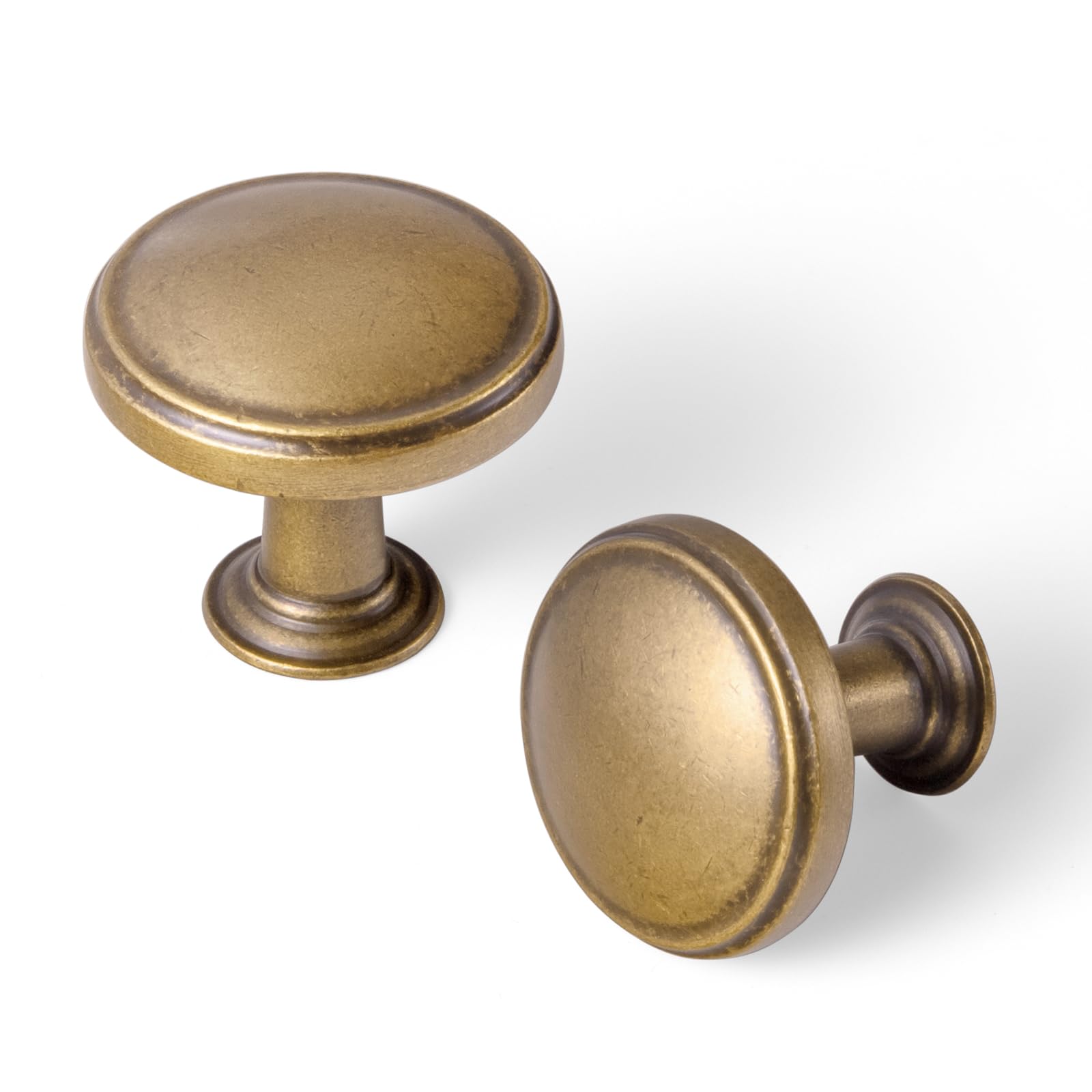 Goo-Ki 12 Pack Antique Brass Cabinet Knobs Zinc Alloy Kitchen Hardware - Vintage Brass Drawer Knobs Single Hole/Screw Bar Cabinet Handles Dresser