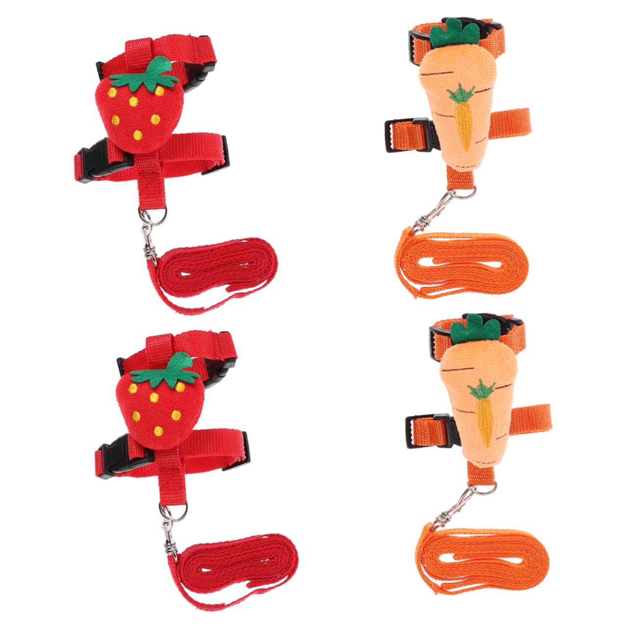 HANABASS 4Pcs Adjustable Bunny Harness Leash Set for Small Pets Cute Cartoon Vest Kit for Rabbits Ferrets and Kittens Comfortable Cross Strap Design for Outdoor Walking
