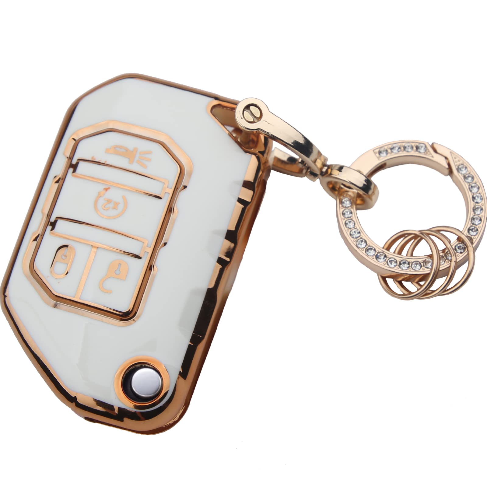 Nuwacreat forJeep Key Fob Cover Premium Soft Full Protection Key Shell Key Case Compatible with Jeep 2020 2021 Gladiator JT Sahara JLU 2018-2021 Jeep Wrangler JL JLU Rubicon(for Jeep-B)