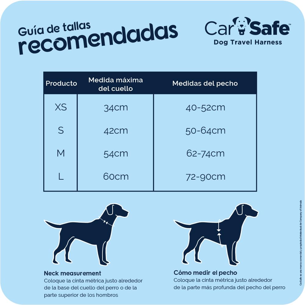 Arnés de viaje que sujeta el perro al coche, garantiza el cumplimiento de legislación vial y de las condiciones del seguro cuando viaja, para perros extra pequeños, pequeños, medianos y grandes.
