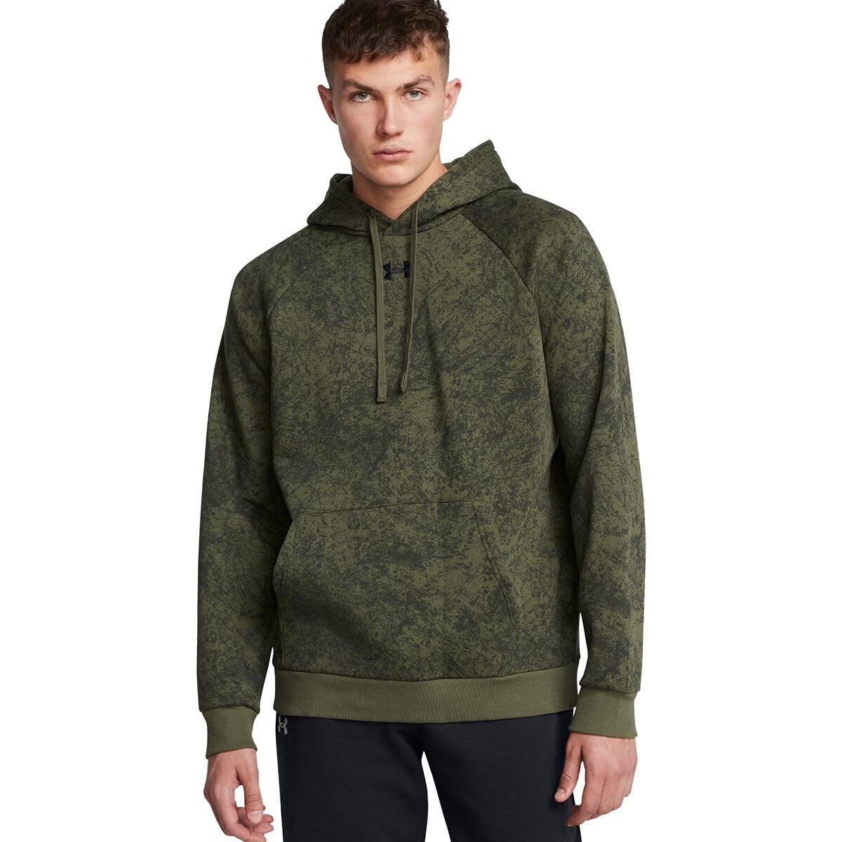 Under Armour - Mens Rival Flc Camo Aop Hoodie, Color Marine Od Green (390), Size: Medium