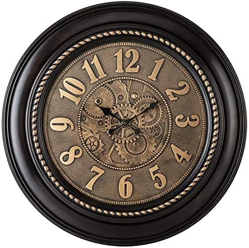 Pacific Bay Rodalben Giant Decorative Light-Weight 24-inch Wall Clock Silent, Non-Ticking, 3-D Aluminum Dial, Easy-to-Read, Quartz Battery Operated, Glass Face Cover