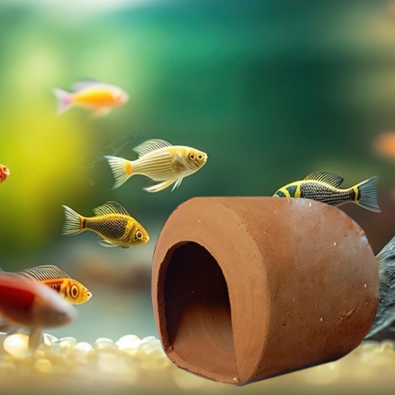 Fish Tank Decoration Earthenware Hut Ornament for Fish Tank Landscape Aquarium Hideout Hideaway Spawning Cave Decor for Shrimp Betta Goldfish and Reptiles