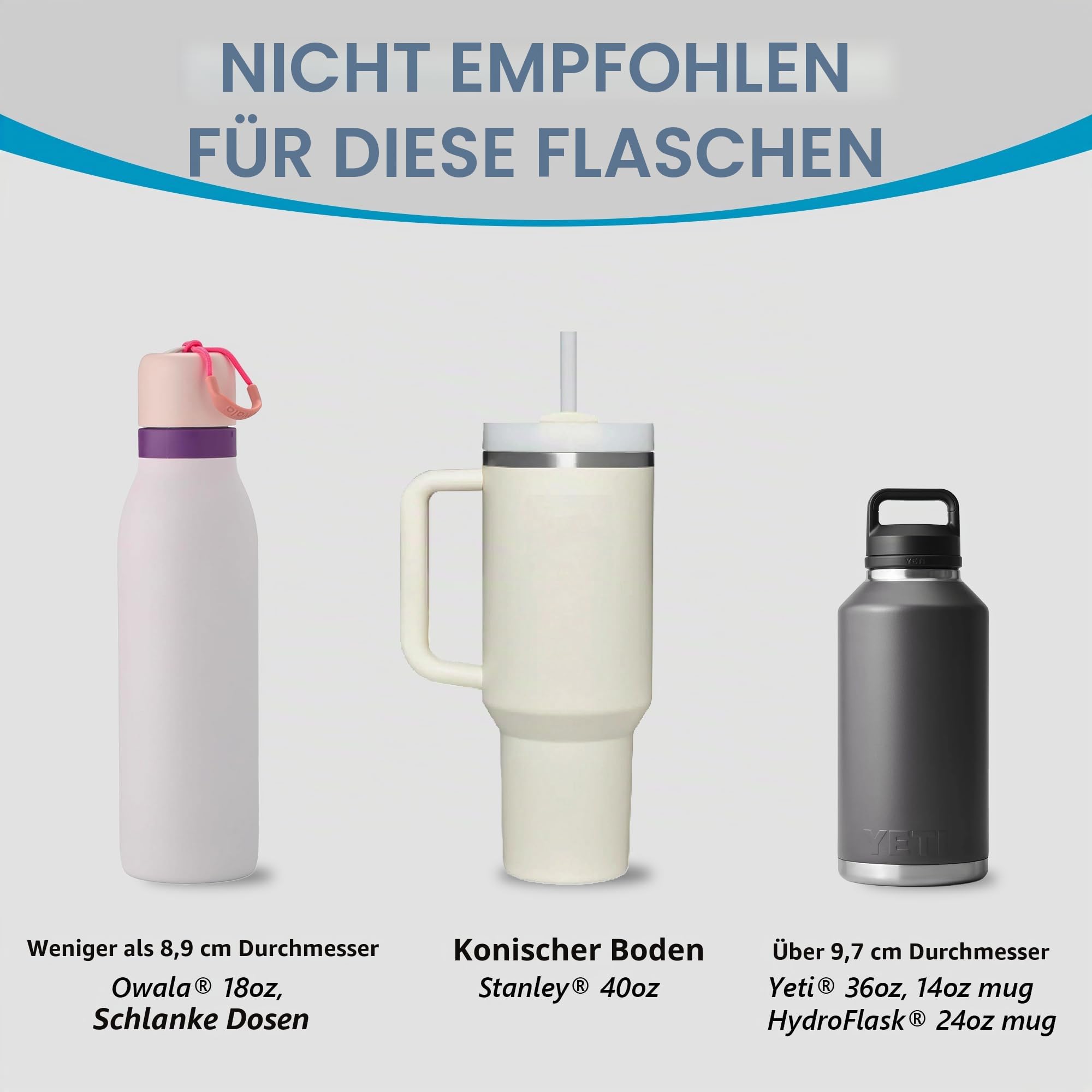 Auto-Getränkehalter mit verstellbarem Boden, passend für 32/40 Unzen Hydroflaschen, 30/32/38/48 Unzen Nalgenes, 20/26/30 Unzen Yeti Ramblers, 40 Unzen Klean Kanteens, 32/40 Unzen Camelbak