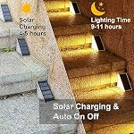 Solar Stair Lights, Dusk to Dawn Step Lights, IP67 Waterproof Outdoor 3000k Warm White Deck Lights Garden Decoration Lights for Yard, Patio, Walkways, Front Door, Pathway (Warmwhite, 6 Pack)