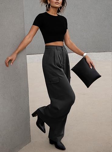 Miniatura 4 de Dokotoo Womens High Waisted Wide Leg Cargo Pants Baggy Casual Work Pants with 4 Pockets