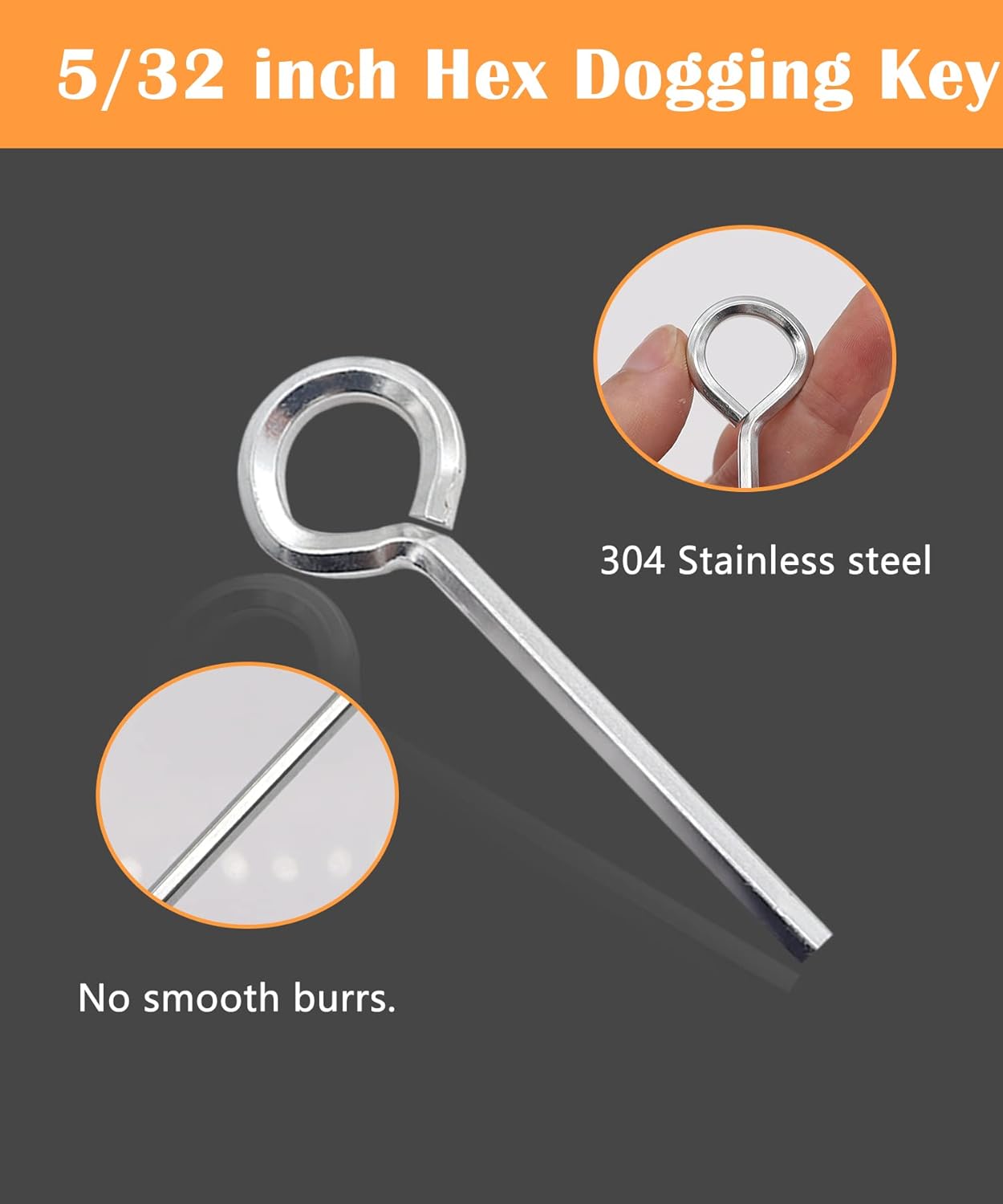 10pcs Silver 5/32" Standard Hex Dogging Key with Full Loop, Metal Allen Wrench Door Key for Push Bar Panic Exit Device