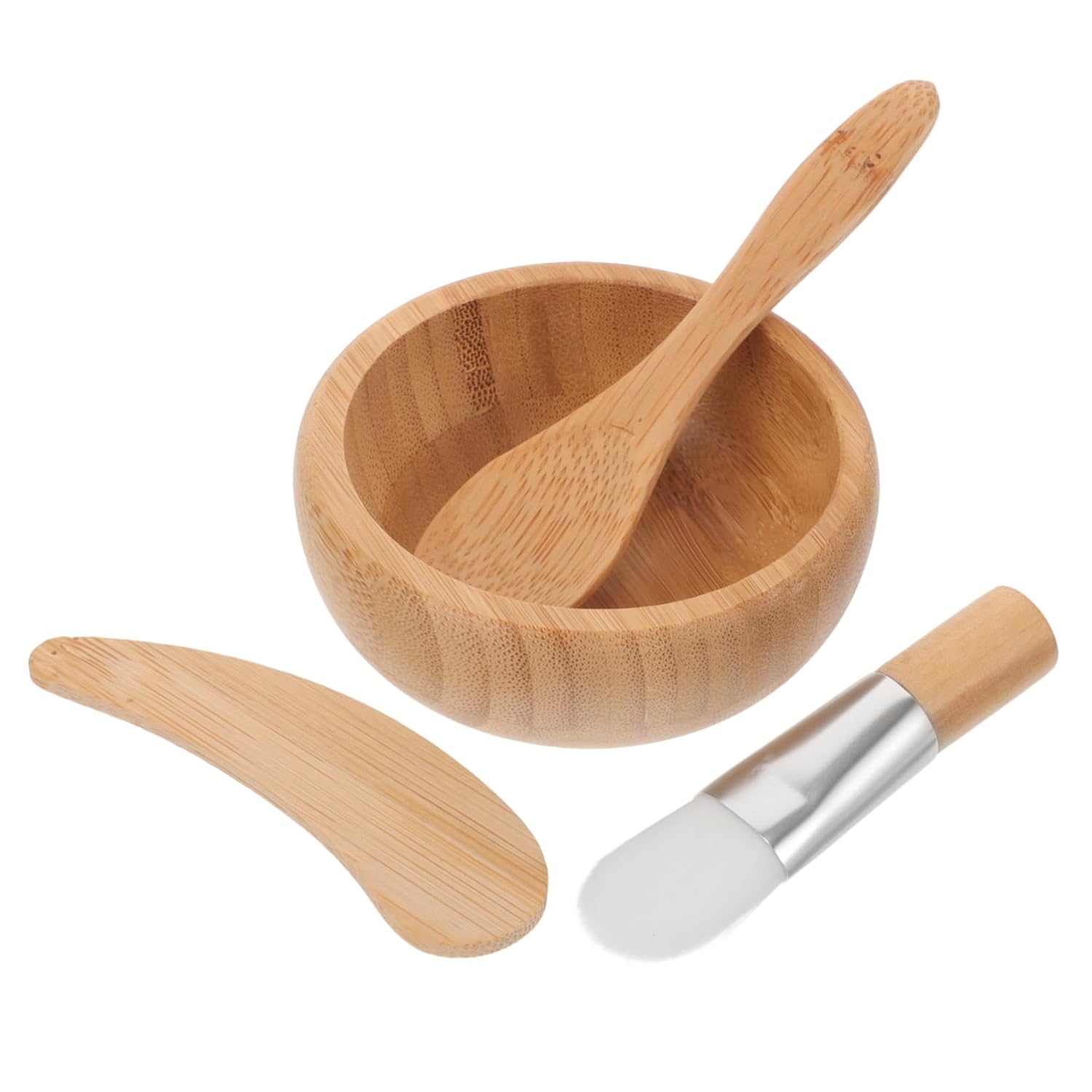 Wooden Facial Mask Bowl Set 3-Piece Kit Mixing Bowl...