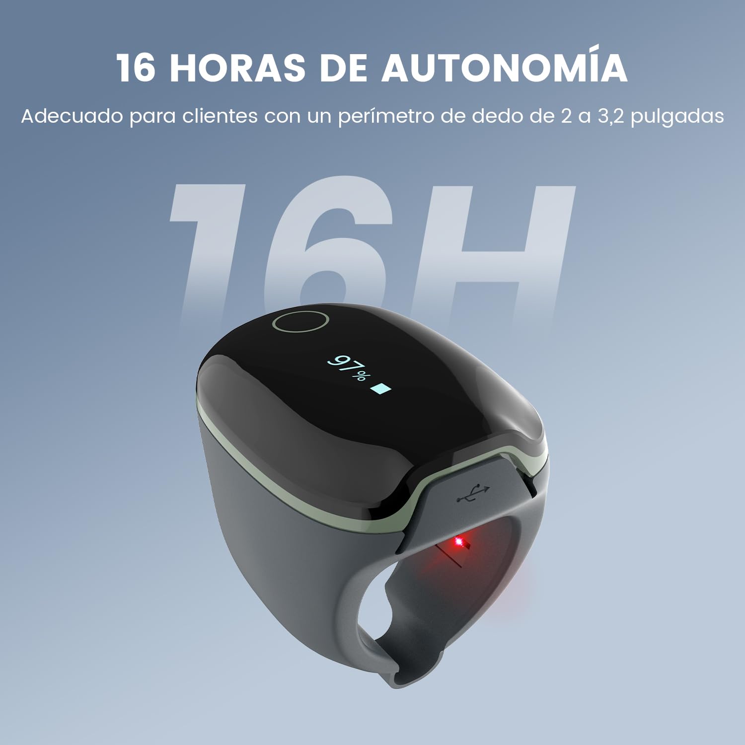 ViATOM O2ring Bluetooth oxímetro, oxímetro de pulso punta de los dedos para la monitorización continua durante la noche, oxímetro del sueño para medir SpO2 y la frecuencia cardíaca (verde)