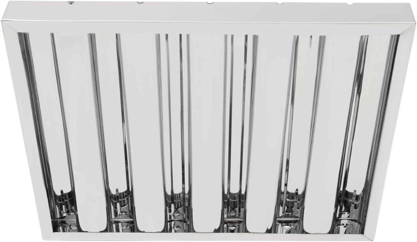 6PCS Hood Filters, 15.5W x 19.5H Inch Stainless Steel Range Hood Filters for Kitchen, Commercial Baffle Grease Filter with 5 Grooves for Vent, Kitchen Exhaust Hoods, Pack of 6