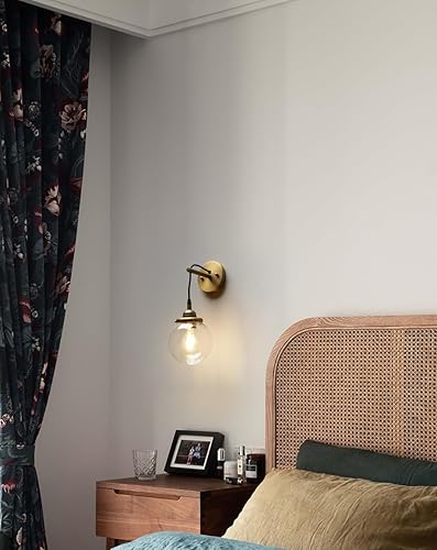 Miniatura 3 de Phansthy Aplique de pared de vidrio vintage, lámpara de pared de alambre colgante para interiores, lámpara de pared de globo de 5.9 pulgadas, cable