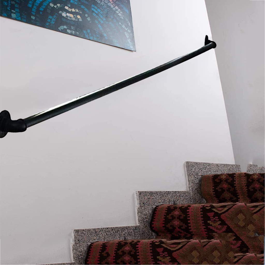 Gyeqxkt Black Outdoor Safety Handrail For Toddlers Kids Metal Galvanized Steel Anti Slip Grab Bar For Stairs 30 310Cm Length Hooks For Stair Railings