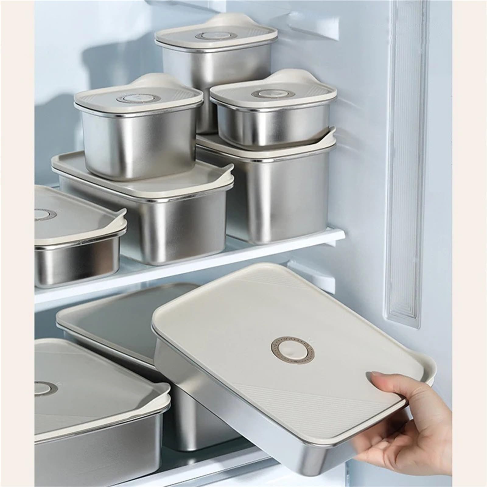 Contenitori per Alimenti Ermetici in Acciaio Inox Lunch Box in acciaio inox, contenitore for alimenti sigillato, frigorifero, for speciali, for picnic, pranzo for studenti(500ml 1pcs)