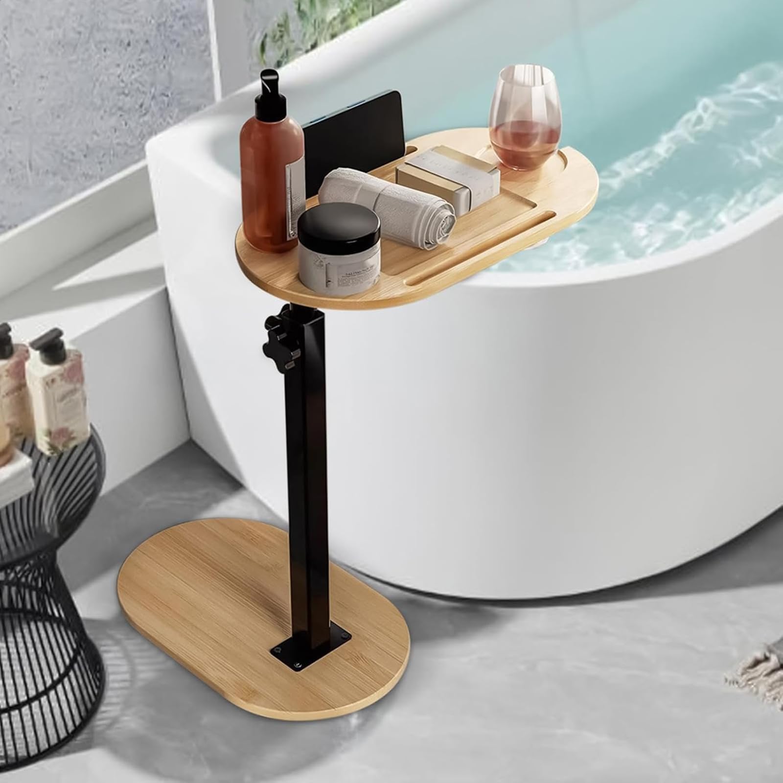Regulowany stolik na wannę, zdejmowany stojak do kąpieli, wysokość 40-80 cm, półka spa nizer dla relaksu, idealna do akcesoriów kąpielowych i płytek