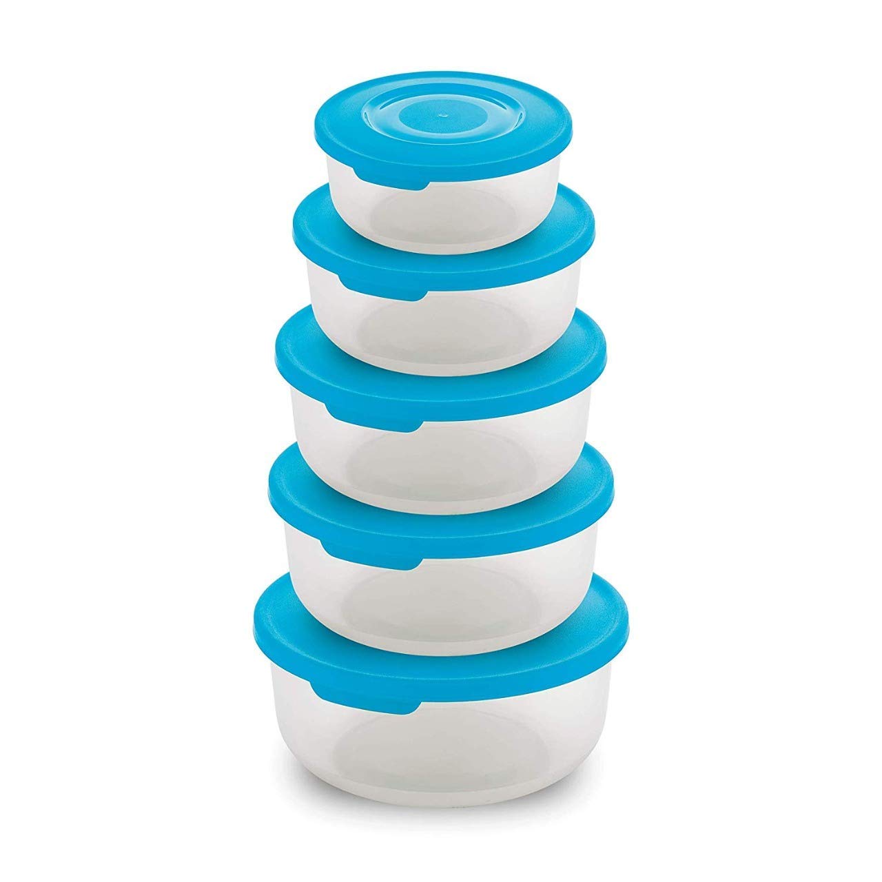 MaxigoModular Round Containers for Kitchen,Plastic Storage Container Set for Dryfruits, Spices, Cereals, Snacks,Airtight Store Fresh Plastic Storage Container Set for Fridge Kitchen