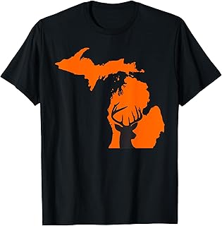 Deer Hunter Camouflage Hunting Safety Orange State Michigan T-Shirt