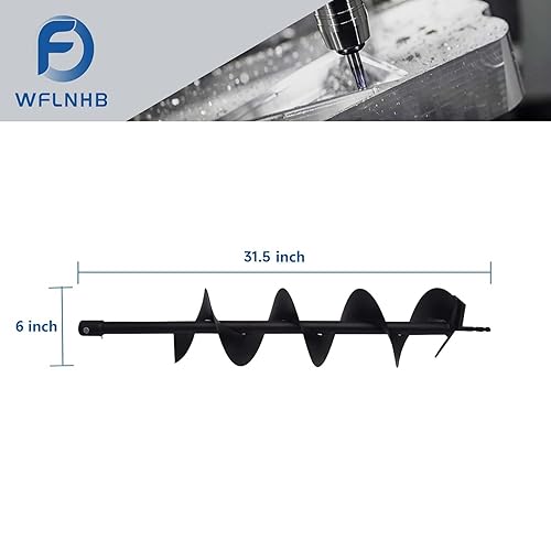 Miniatura 3 de WFLNHB Broca de taladro en espiral de jardín para plantar 6 x 31.5 pulgadas para plantas de jardín, broca de bulbo de flores para excavadora de