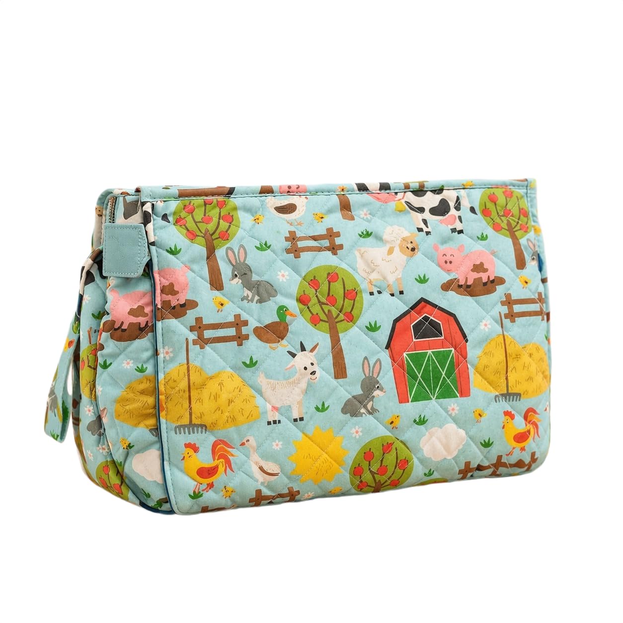 Playful Plunge 3-Zip Toiletries Organizer – 11.5x7.5x4 Inches, Premium 100% Polyester, 3 Zippered Compartments (Farm Animal Print)-image-6