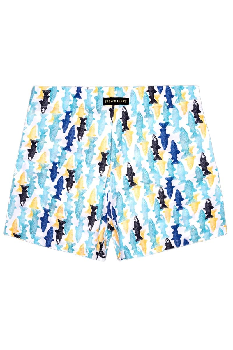 french crown Bright White with Multicolour Fish Printed Super Soft Premium Cotton Boxer-picture-51