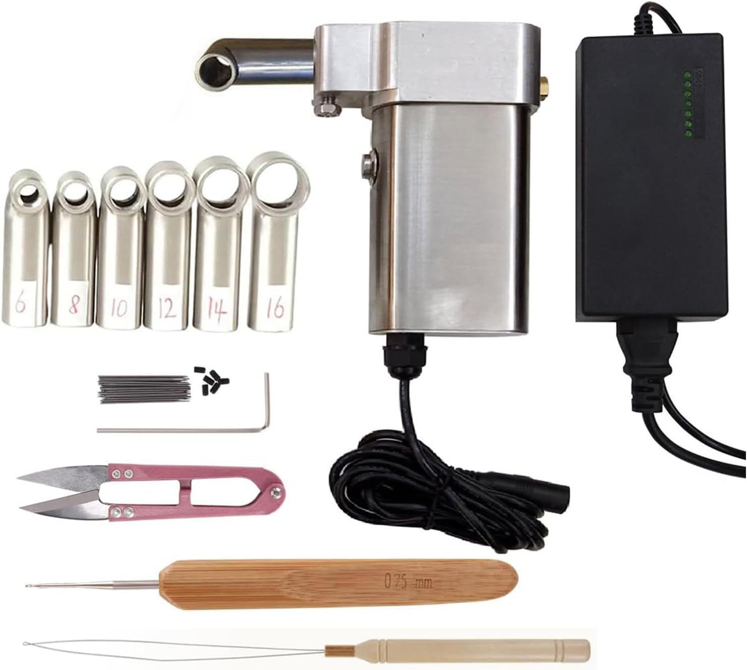 Instant Loc Machine, Portable Electric Dreadlocks Maker, with 6/8/10/12/14/16mm Heads & Tools, for DIY Dread Extensions and Maintenance