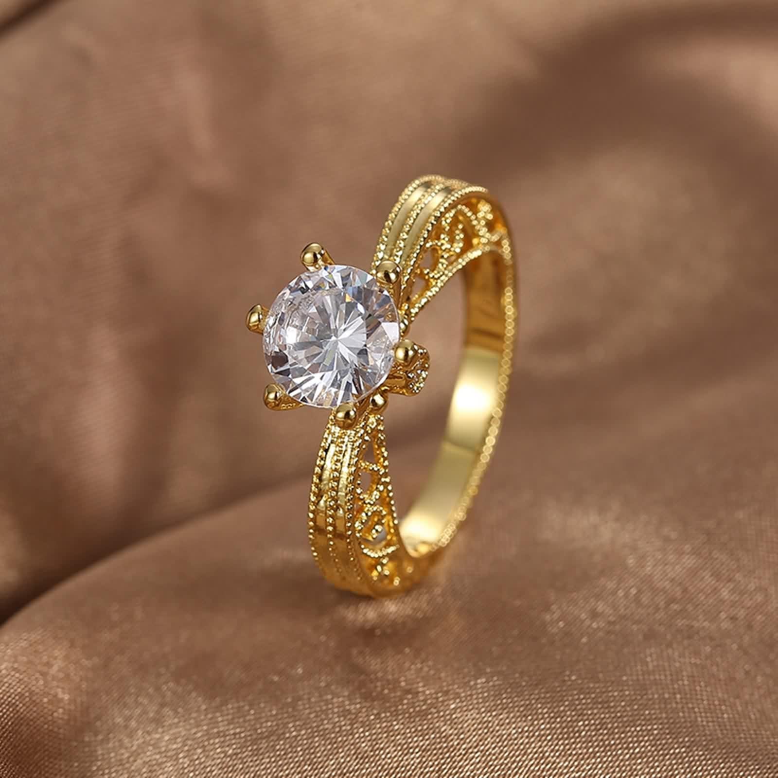 Anillo de oro amarillo de 9 quilates, elegante, talla 1/2