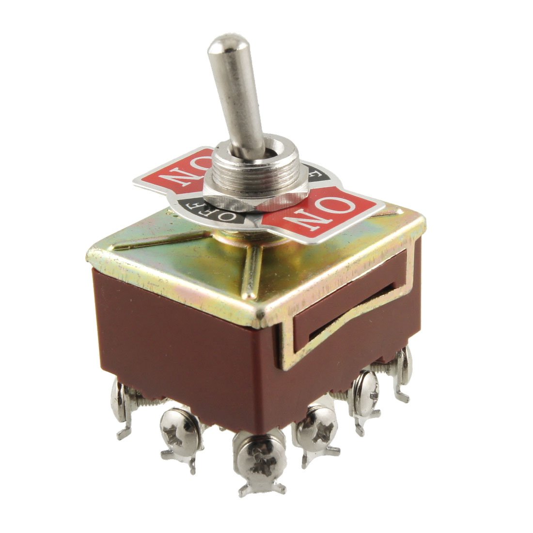 sourcingmap AC 15A/250V 10A/380V Screw Terminals On/Off/On 4PDT Latching Toggle Switch, ON/OFF/ON 12P (1-Pack), 1_Qty