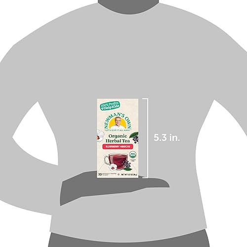 Miniatura 4 de Newman's Own Té orgánico de hibisco de saúco que contiene antioxidantes saludables con 20 bolsas de té envueltas individualmente por caja (paquete
