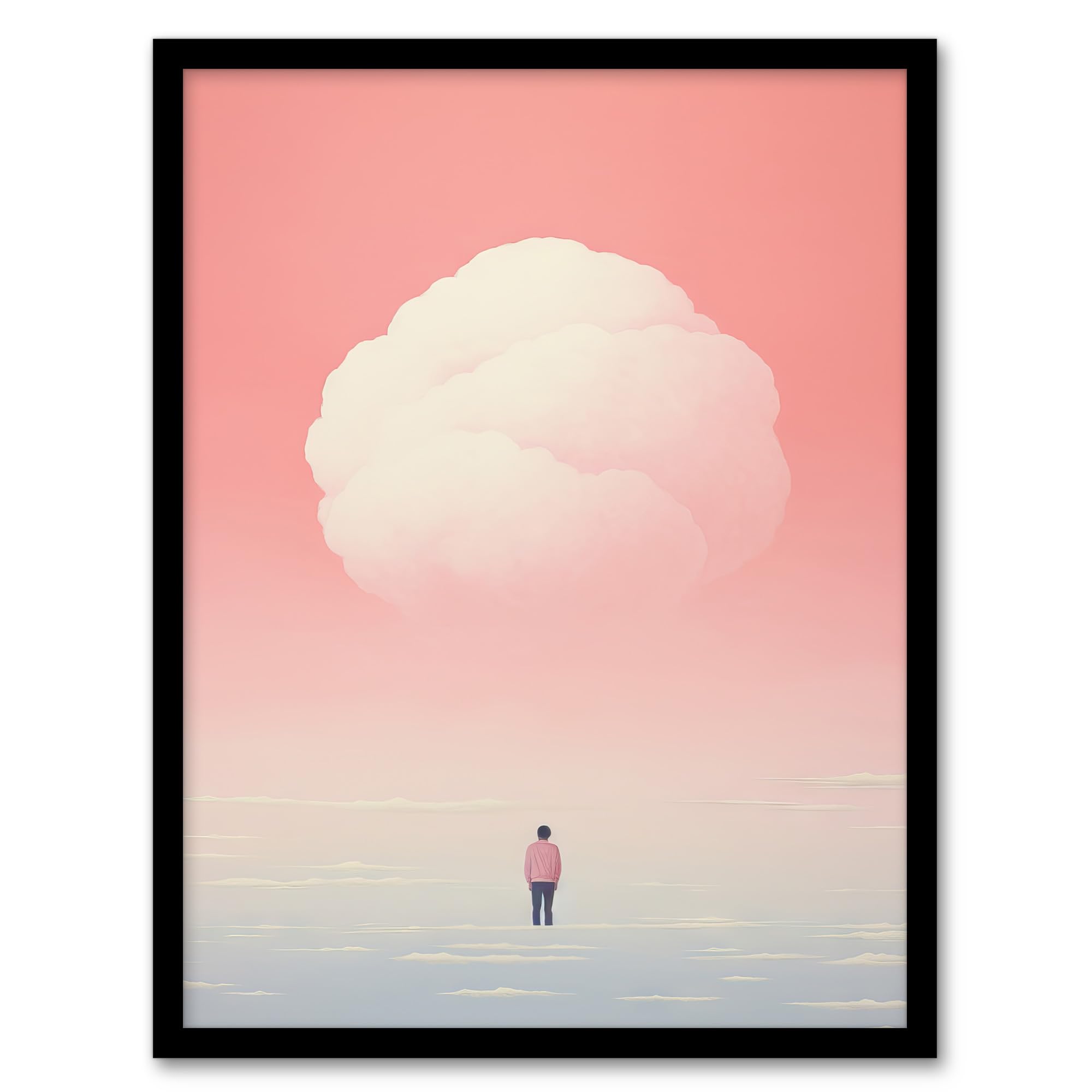 Artery8 Clouded Thoughts By Amy Denver Minimalist Soft Pastel Pink Peach Minimalism Simple Modern Artwork Artwork Framed Wall Art Print 18X24 Inch