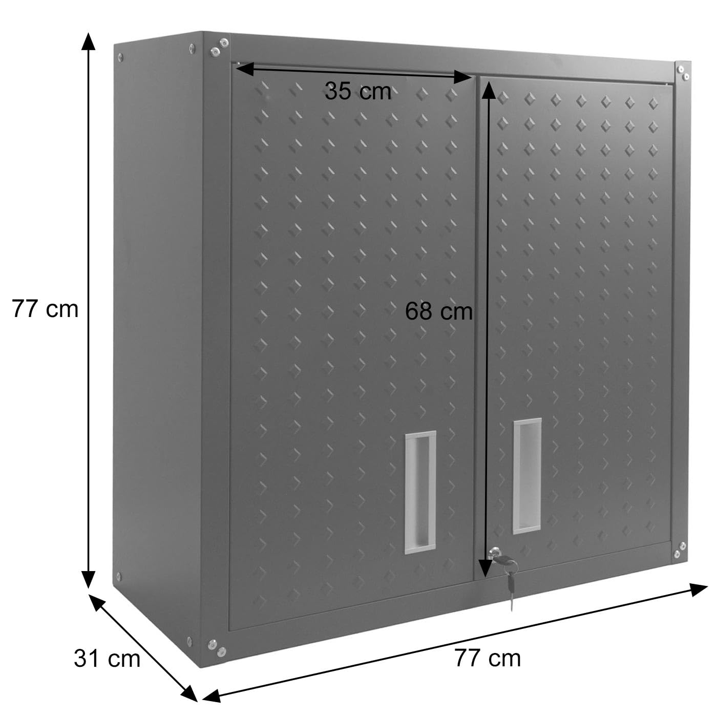 Mendler Armadio pensile HWC-O52, armadietto a muro, garage, con serratura, in acciaio 77x77x31cm - grigio chiaro/grigio scuro