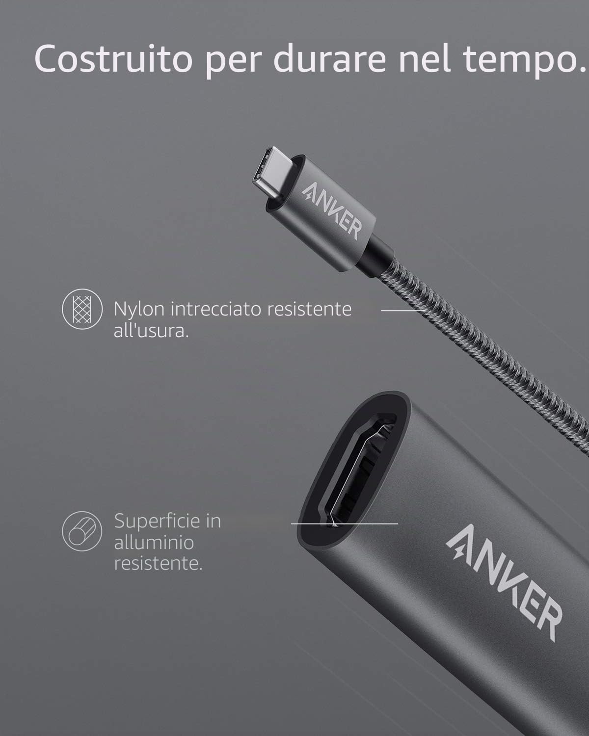 Anker Adattatore da USB a HDMI, adattatore USB C portatile in alluminio, supporta 4K a 60 Hz, per MacBook Pro, MacBook Air, iPad Pro, Pixelbook, XPS, Galaxy e molto altro