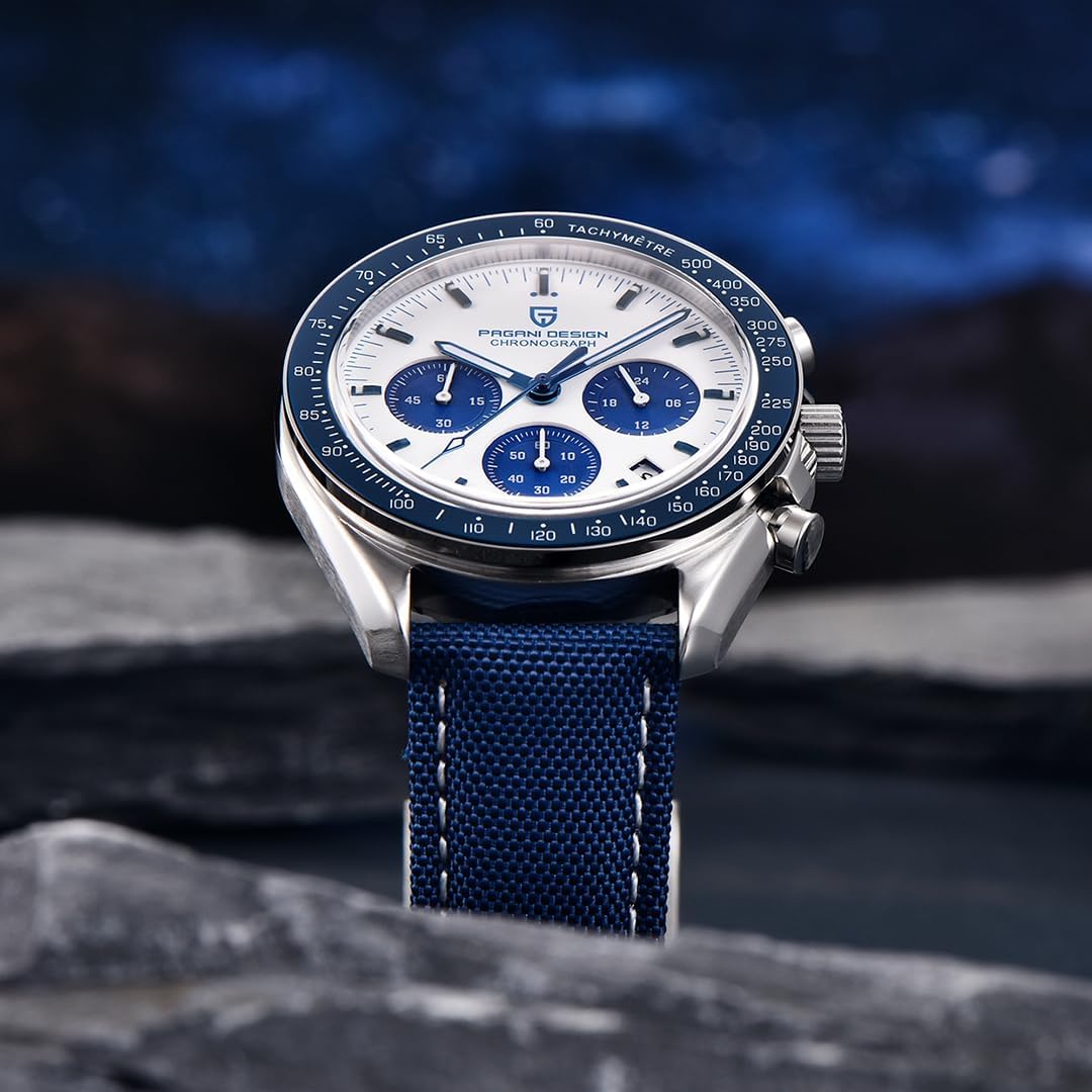 Pagani Design 1701 Orologio Uomo VK63 Orologio al Quarzo Cinturino in Acciaio Inox 100 Metri Resistente all'Acqua Elegante Sport Business Elegante Orologio Regalo da Uomo.