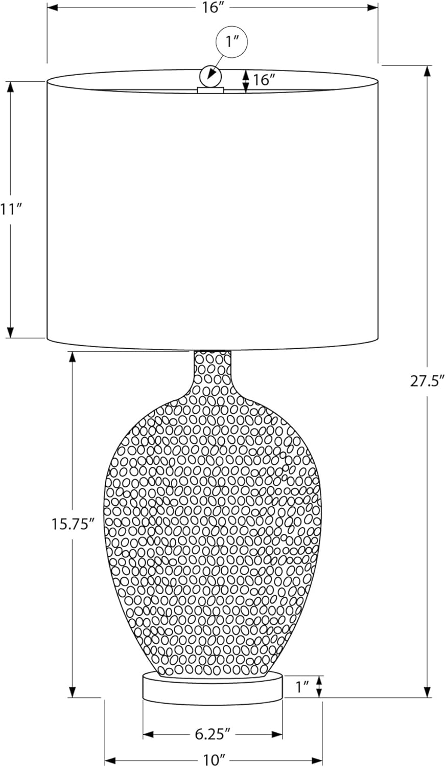 Monarch Specialties I 9607 LightingTable Lamp, Cream Ceramic, Ivory/Cream Shade, Contemporary