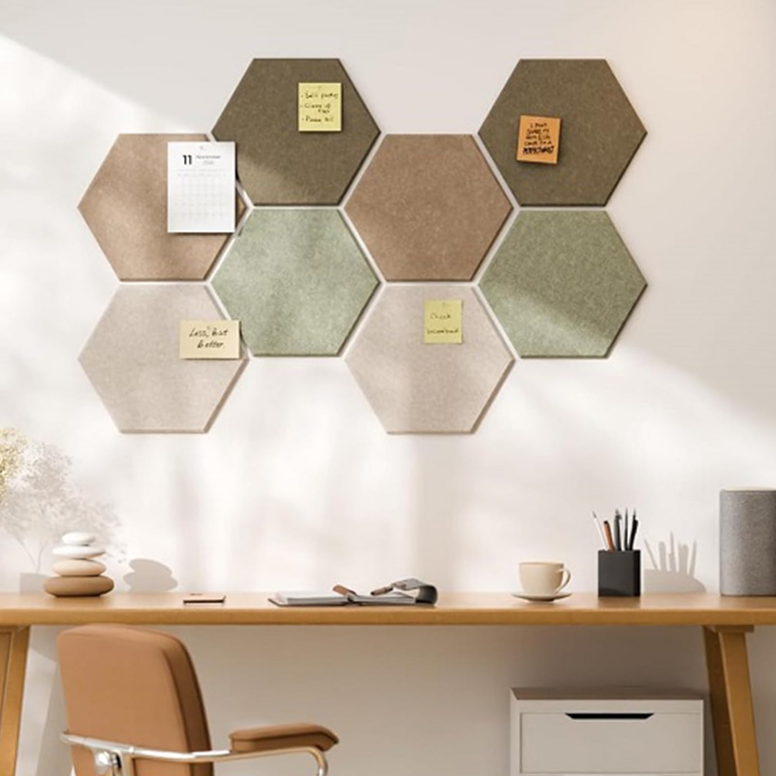 Tableros hexagonales para paredes, juego de decoración estética para el hogar, paneles de tablero acústico con corcho, pantalla multifuncional, tablero de tarjetas fotográficas con forma elegante