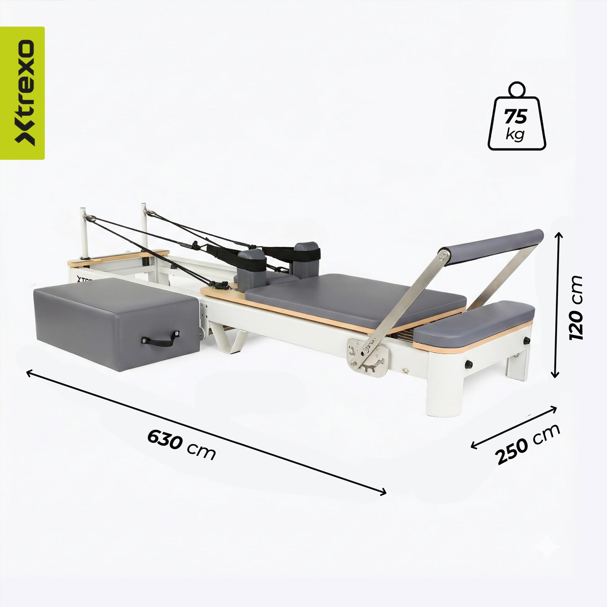 CTRL-Core W – profesjonalny reformer do pilatesu z prawdziwego drewna – składana konstrukcja i 5 sprężyn oporowych – obciążenie do 200 kg – trening całego ciała do domu i studia – w zestawie
