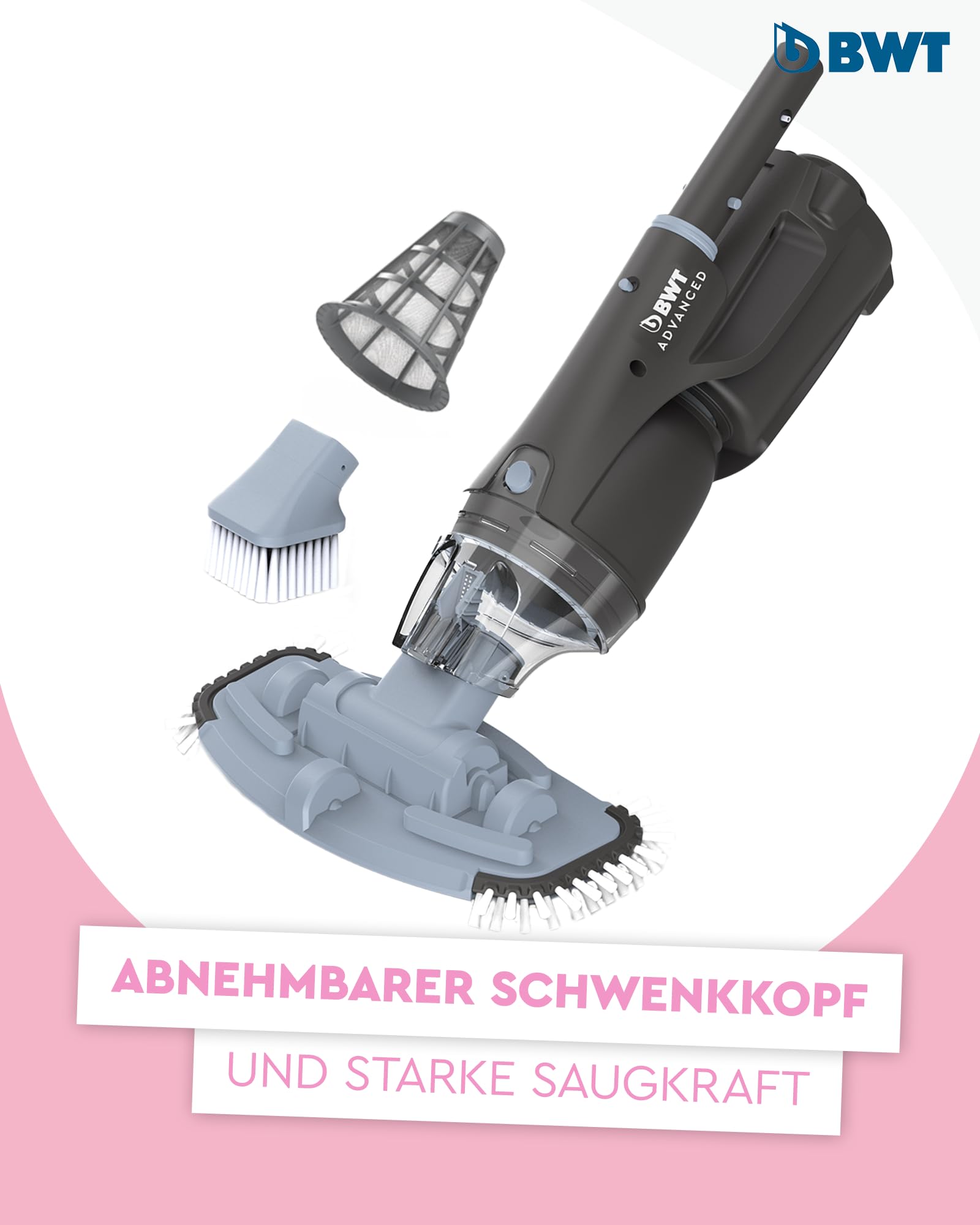 BWT Poolsauger Akku FSA400 | Effiziente Reinigung von Pools | Kabelloser Betrieb mit maximaler Bewegungsfreiheit | Poolroboter | Pool Zubehör | Poolreiniger | Pool Bodensauger