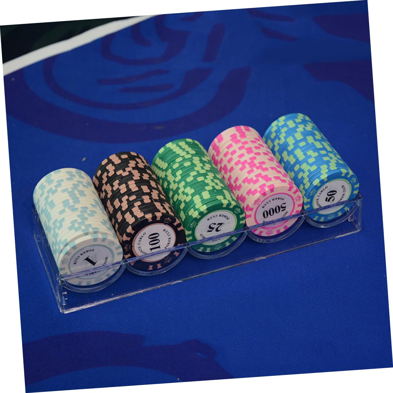 Boîte de Rangement pour Chips Party Chips en Acrylique Transparent 5 Compartiments pour 100 Jetons, Organiseur pour Poker à Domicile