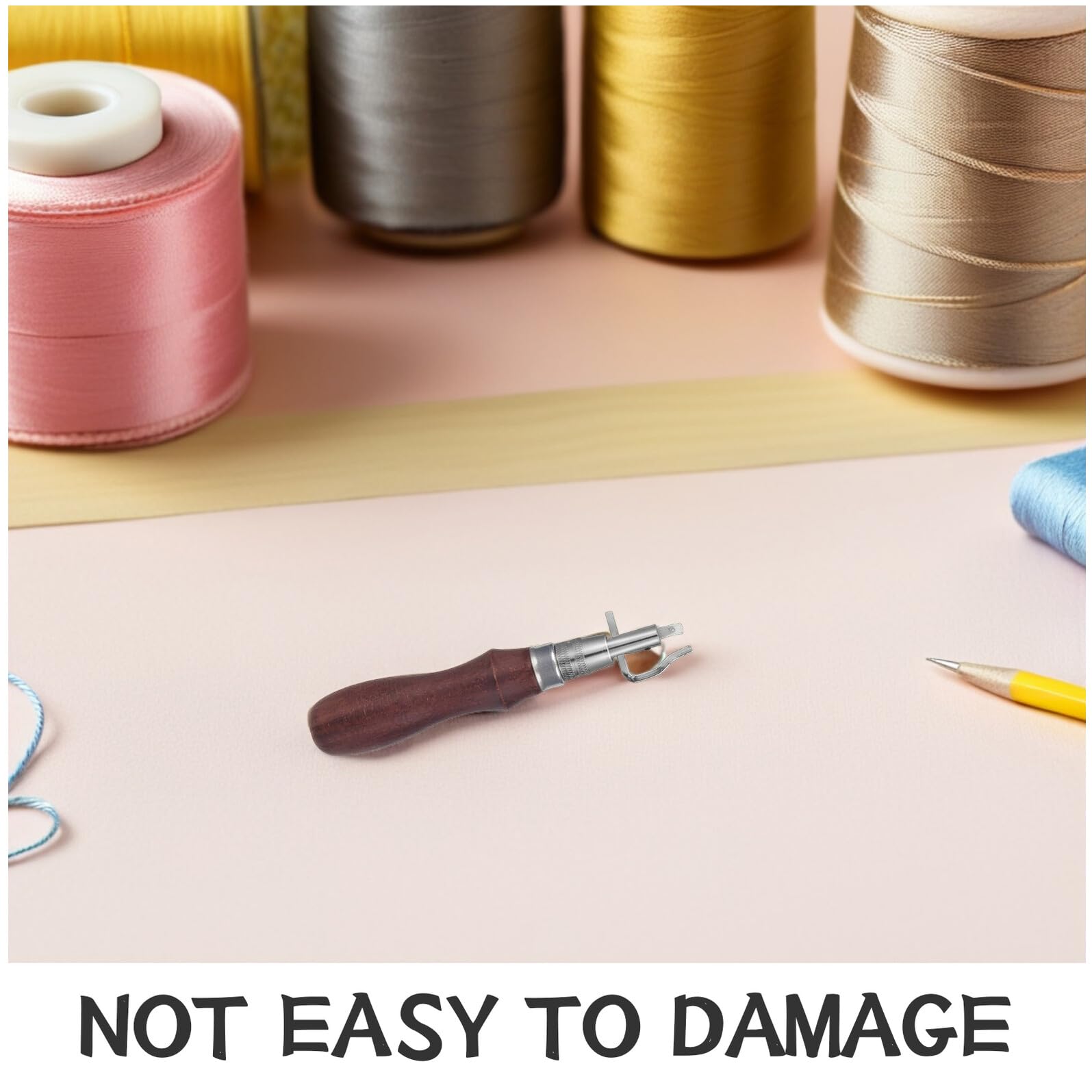 STOBOK Kit per Lavorazione della Pelle Strumenti di Avviamento per Cucire Pelle e Patchwork Attrezzi in Lega e Legno per Progetti Fai da Te