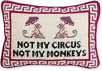 FURBISH 'Not My Circus Not My Monkeys' Needlepoint Throw Pillow - 10x14 Inch Embroidered Accent for Couch, Bed, Eclectic Decor